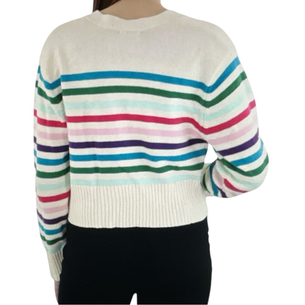 Requirements NWT Cream Multicolor Striped Cardigan - Picture 3 of 10